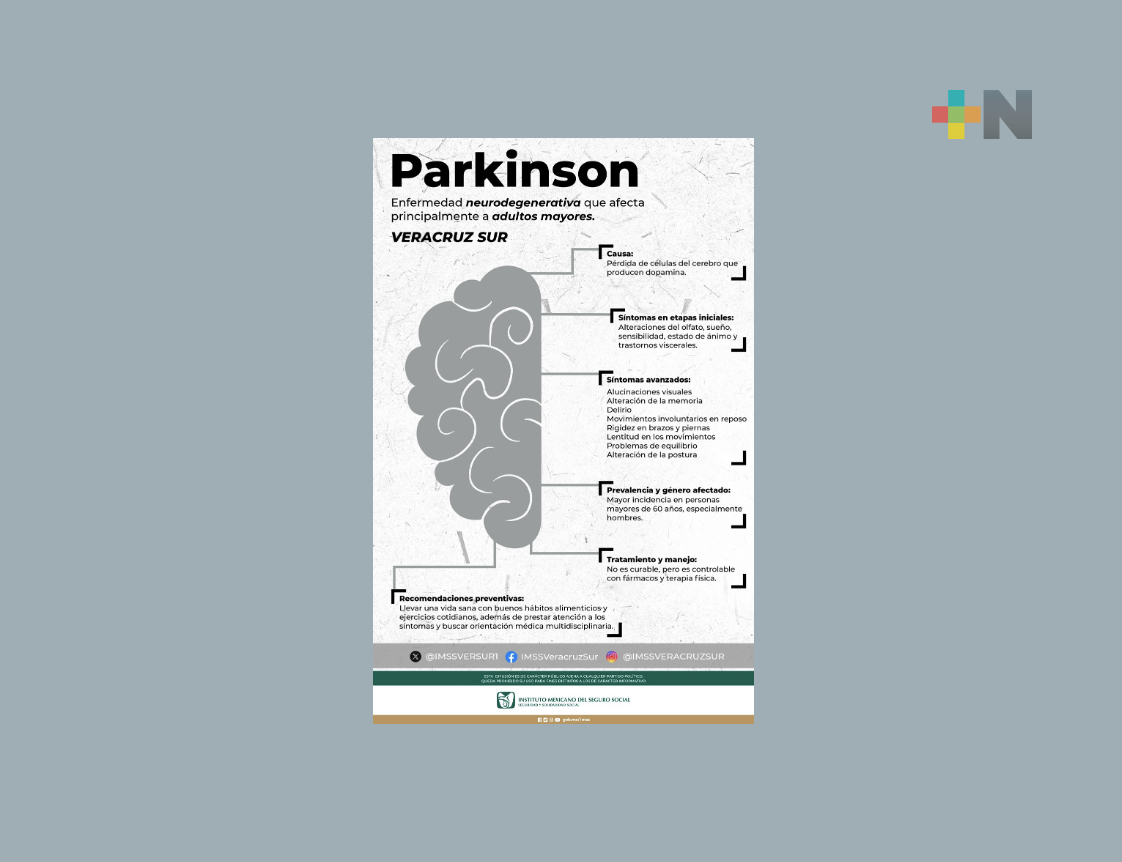 Orienta IMSS Veracruz Sur sobre Parkinson enfermedad neurodegenerativa